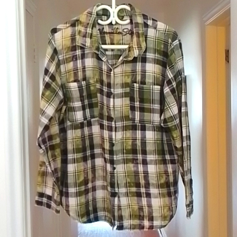 Tie Dye Cotton Flannel Shirt-Size L